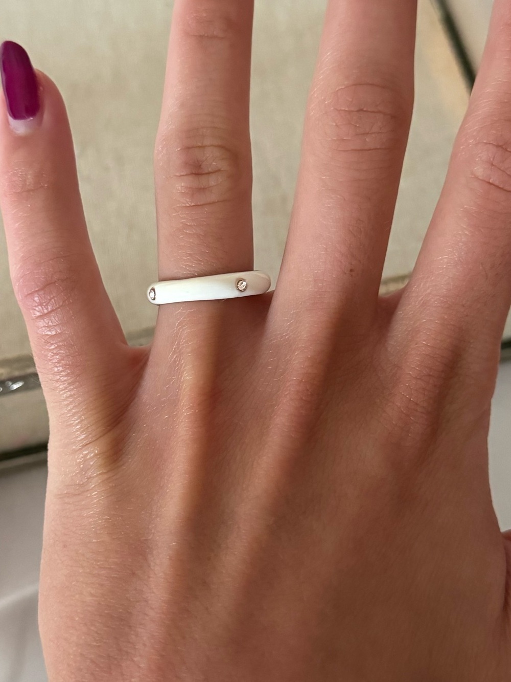 Silver Minimal Bar Ring in White